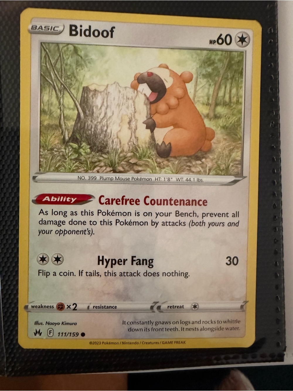 Bidoof 111/159 Pokémon Card Crown Zenith 2023